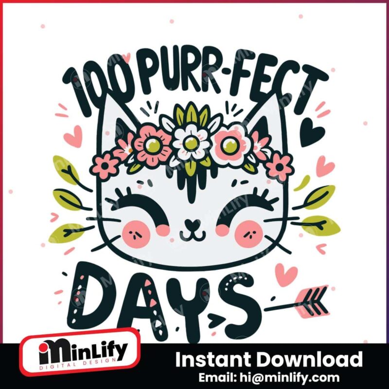 100-purrfect-days-of-school-floral-cat-svg
