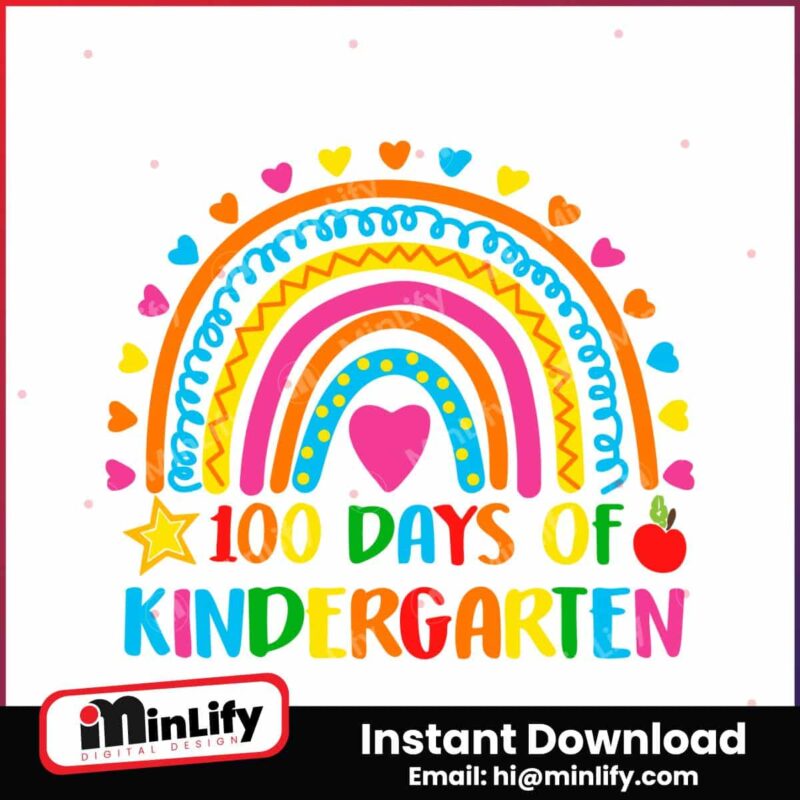 retro-100-days-of-kindergarten-rainbow-svg