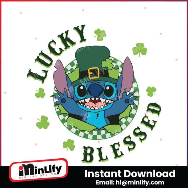 st-patricks-day-lucky-and-blessed-stitch-svg