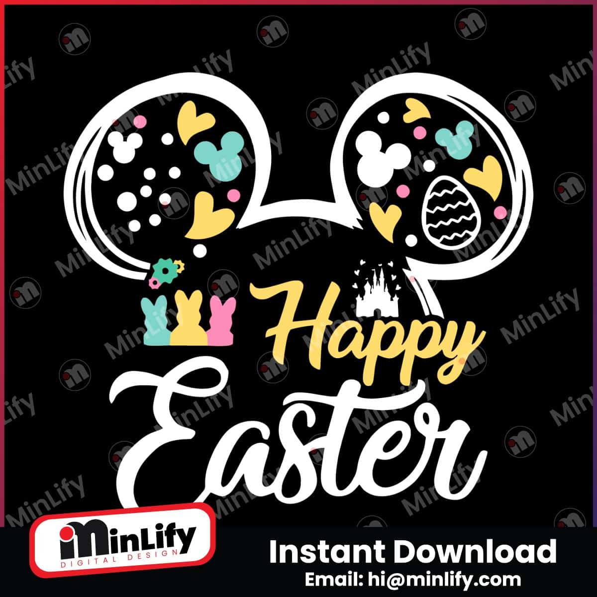 Happy Easter Disney Castle Mickey Ear SVG - MinLify