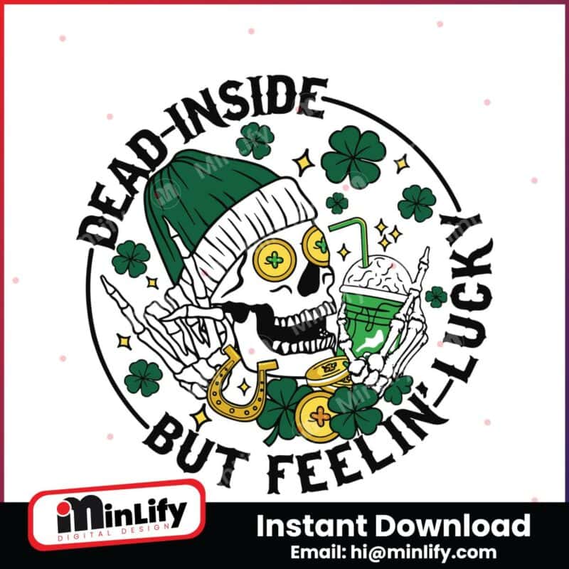 dead-inside-but-feeling-lucky-skull-shamrock-svg