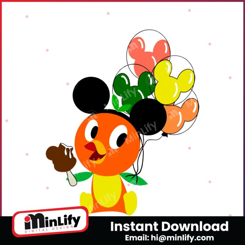 disney-orange-bird-balloons-with-mickey-hat-svg