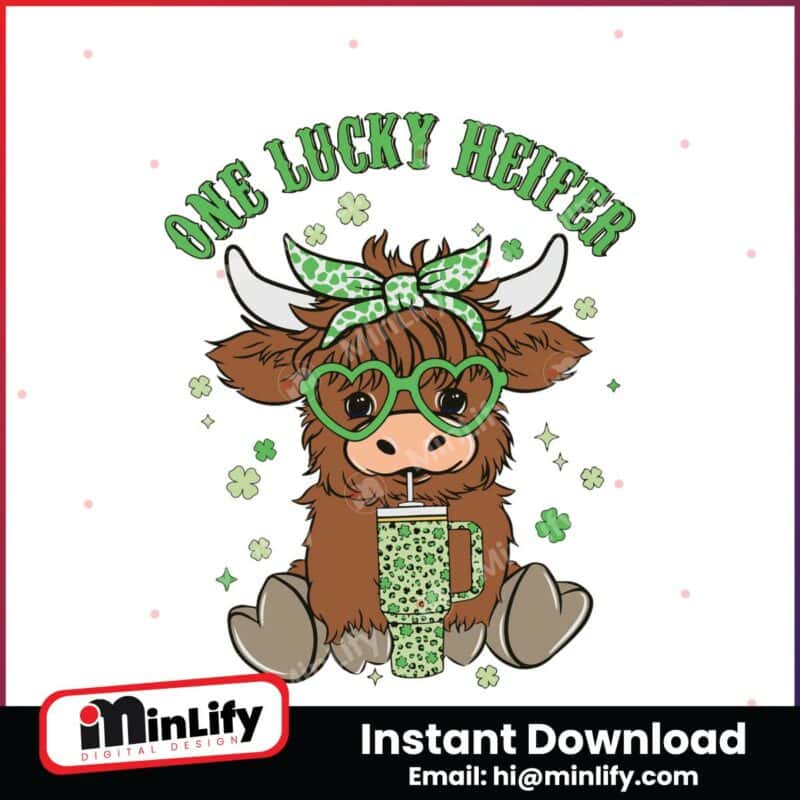 one-lucky-heifer-highland-cow-tumbler-svg