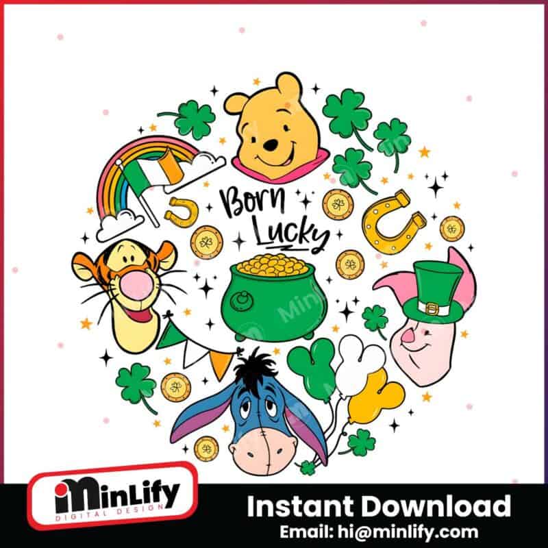 born-lucky-winnie-the-pooh-st-patricks-day-png