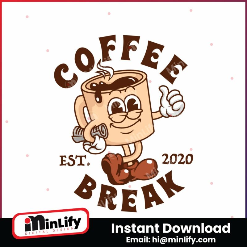 retro-coffee-break-est-2020-cartoon-logo-svg
