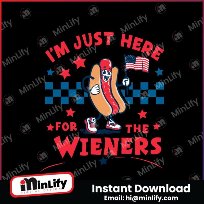 checkered-im-just-here-for-the-wieners-svg