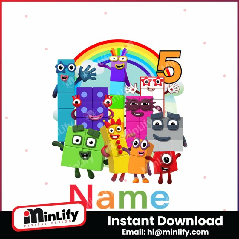 personalized-numberblocks-kids-5th-birthday-png