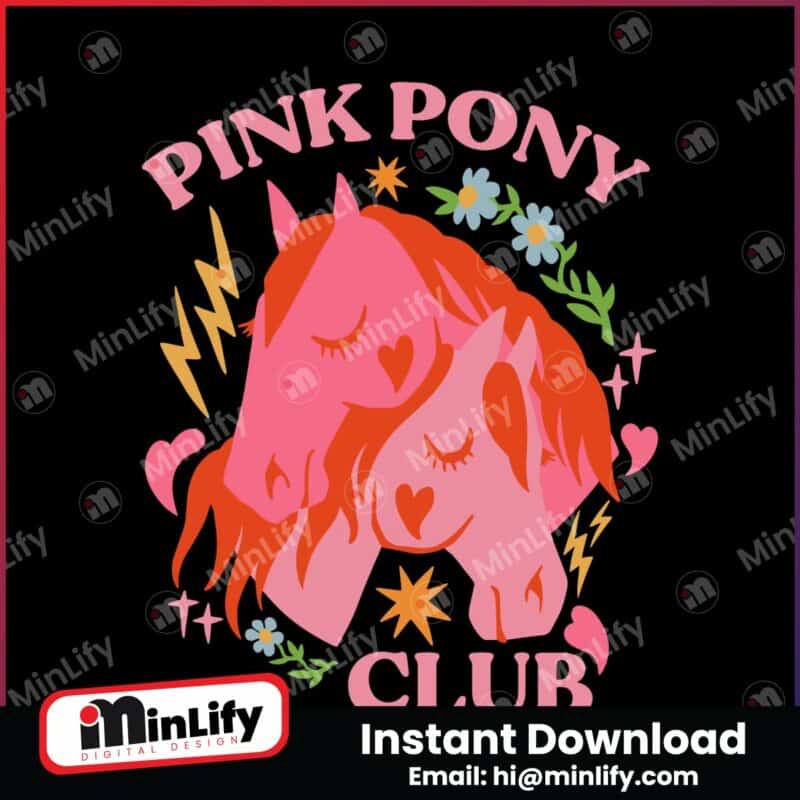 retro-pink-pony-club-floral-horse-svg