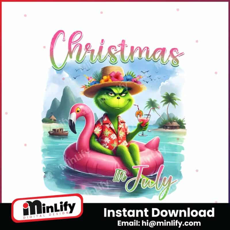 retro-christmas-in-july-grinch-summer-beach-png