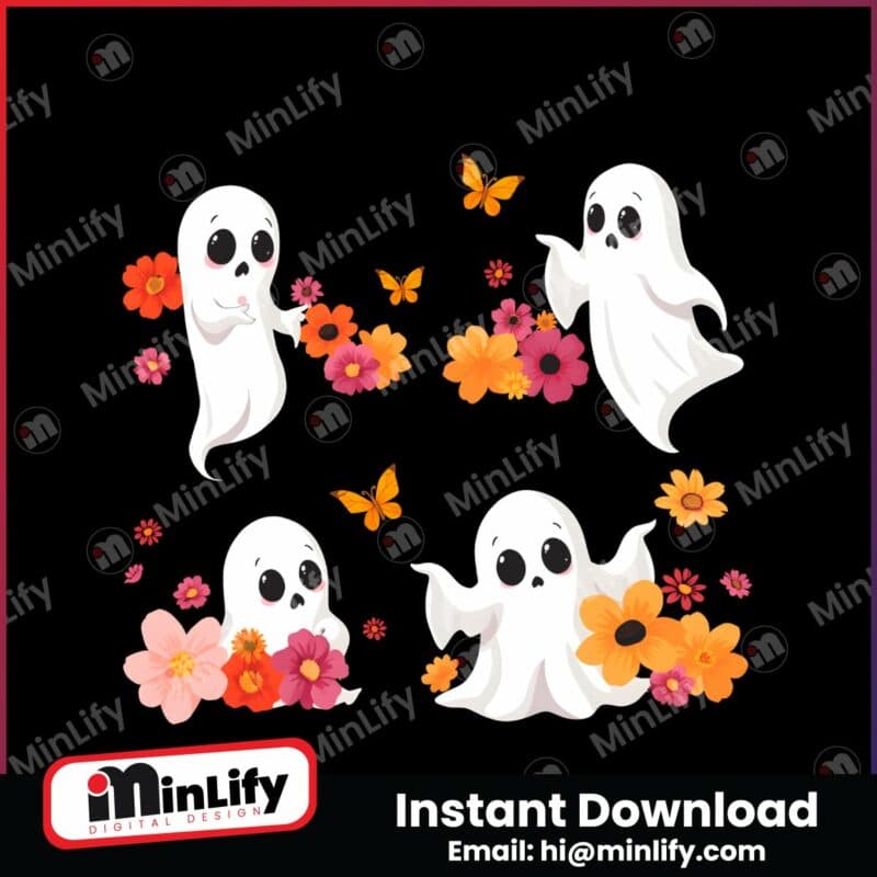 retro-floral-cute-halloween-ghosts-png