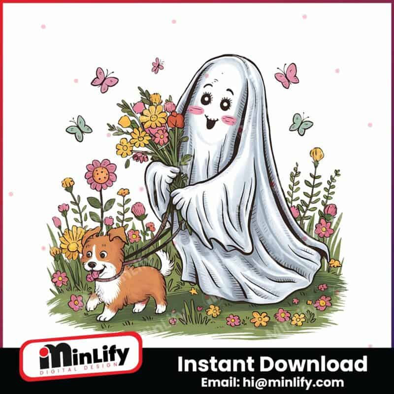 cute-dog-mom-floral-ghost-dog-png