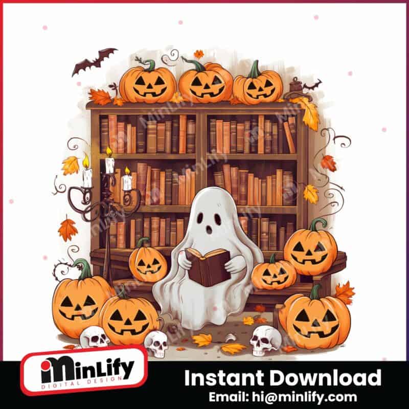 ghost-pumpkin-bookworm-reading-png