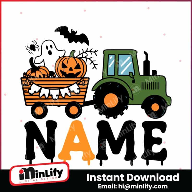 green-tractor-halloween-custom-name-svg