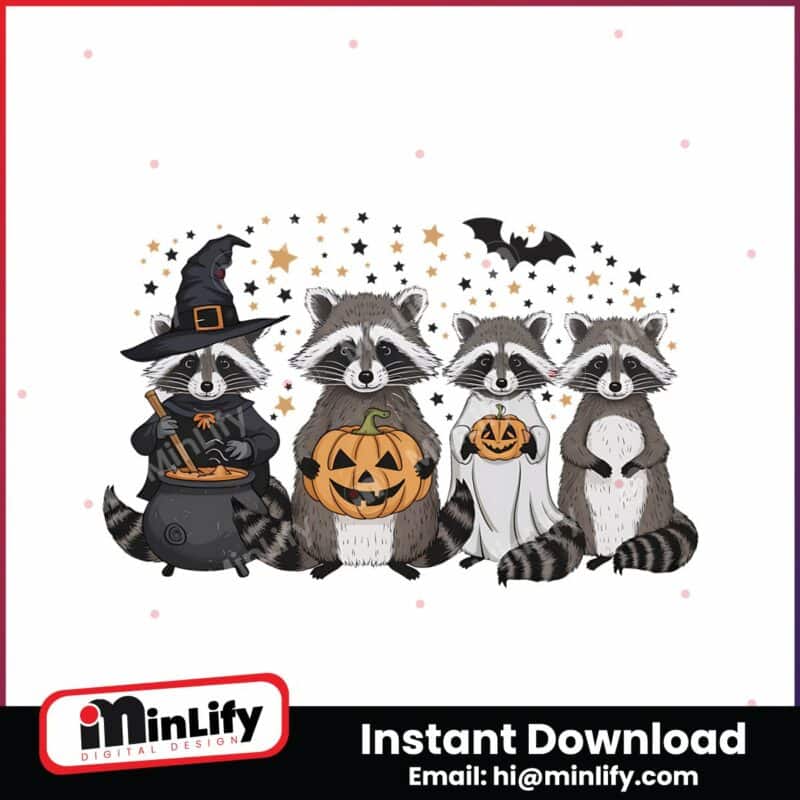 retro-raccoon-halloween-cute-spooky-season-png