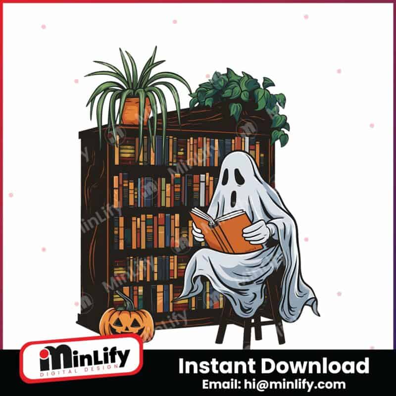 bookish-ghost-spooky-library-book-lover-reading-png