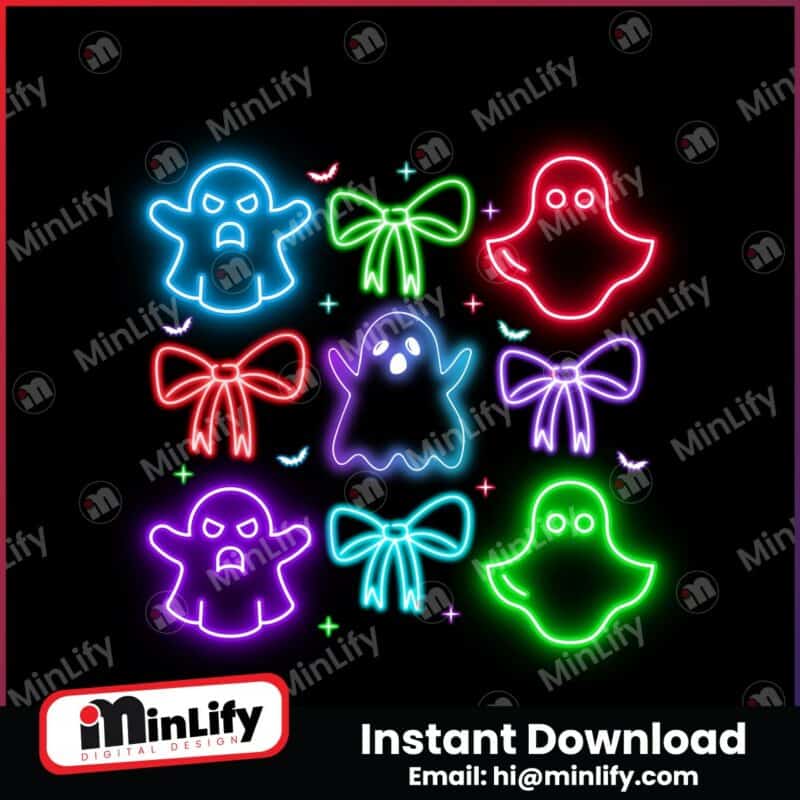 coquette-halloween-neon-bow-ghost-png