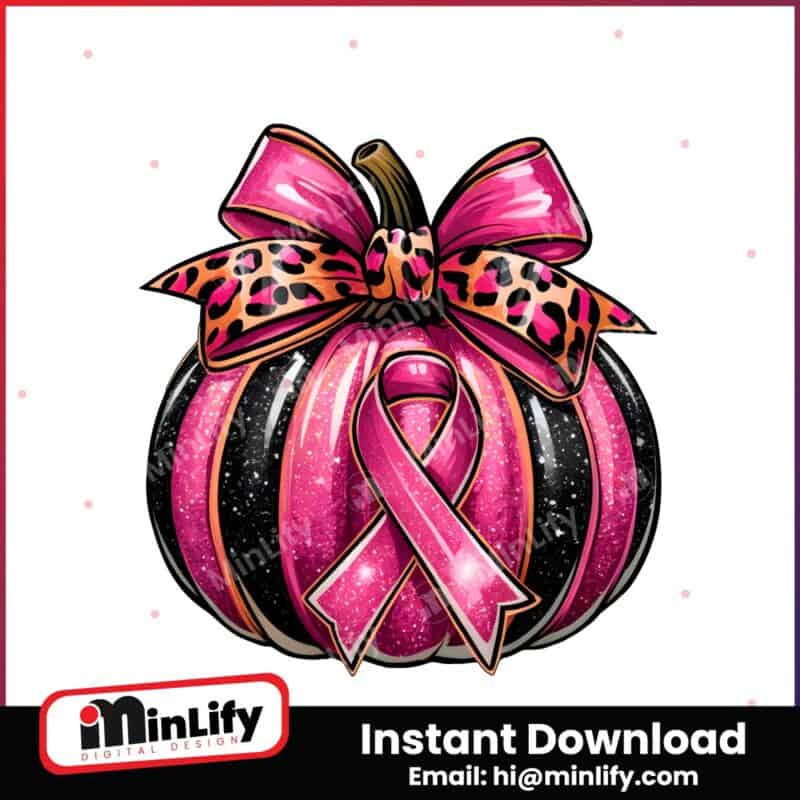 leopard-ribbon-bow-pumpkin-breast-cancer-png