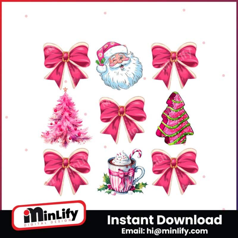 pink-coquette-christmas-santa-claus-tree-cake-hot-cocoa-png