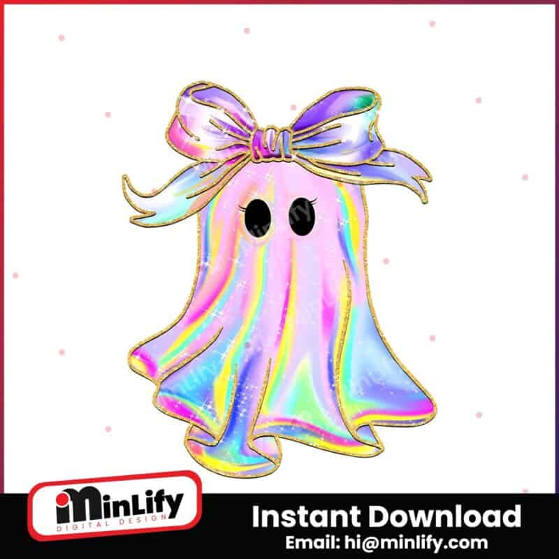 glitter-iridescent-ghost-pumpkin-coquette-bow-png