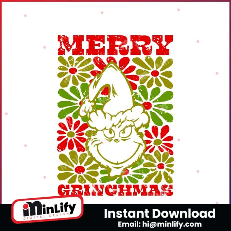 retro-vintage-floral-merry-grinchmas-gricnh-head-svg