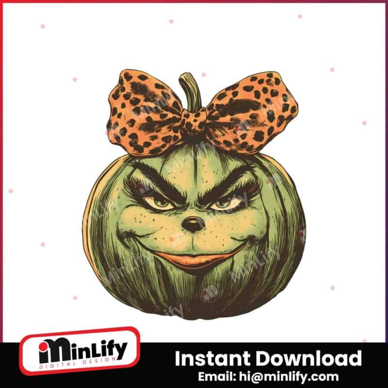 retro-grinch-pumpkin-face-leopard-coquette-bow-png