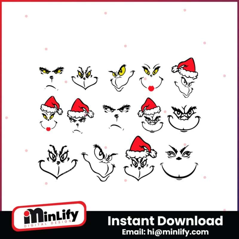 grinch-face-outline-santa-hat-svg-bundle