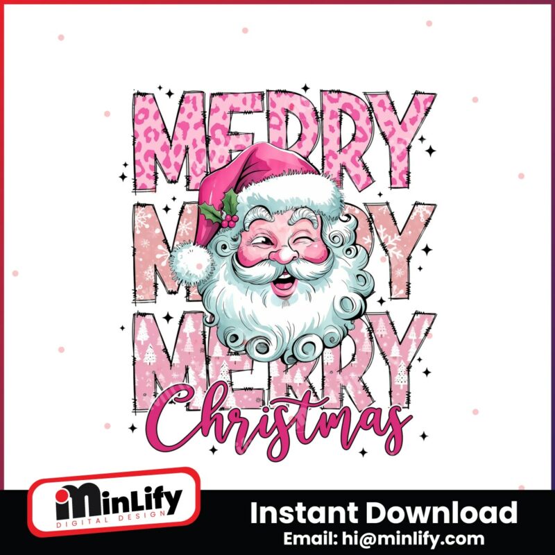 retro-water-color-pink-santa-claus-merry-christmas-png