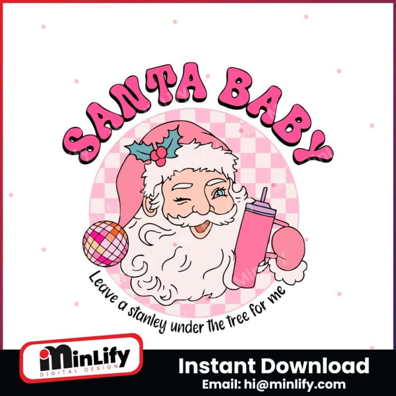 retro-groovy-pink-santa-baby-checkered-svg