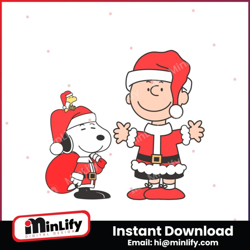 christmas-peanuts-charlie-brown-snoopy-and-woodstock-santa-hat-svg