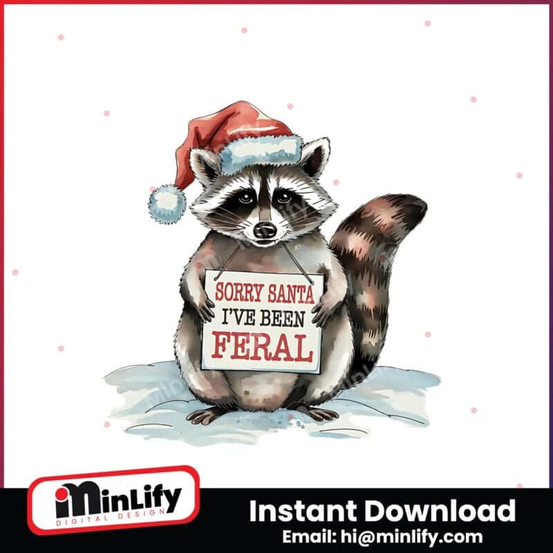 sorry-santa-ive-been-feral-christmas-funny-raccoon-mugshot-santa-hat-png