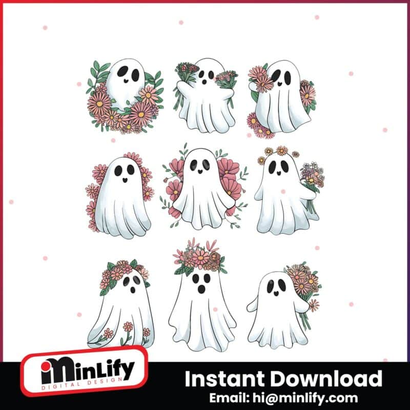 retro-halloween-cute-flower-ghosts-spooky-season-png-bundle