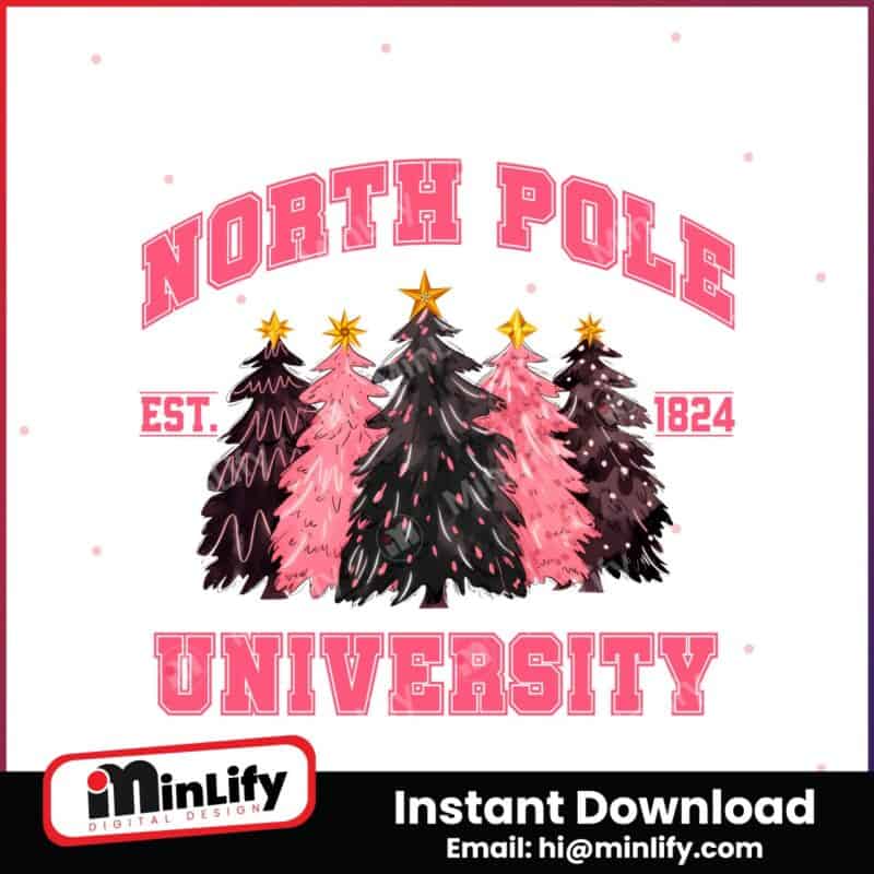 retro-vintage-pink-christmas-tree-north-pole-university-png