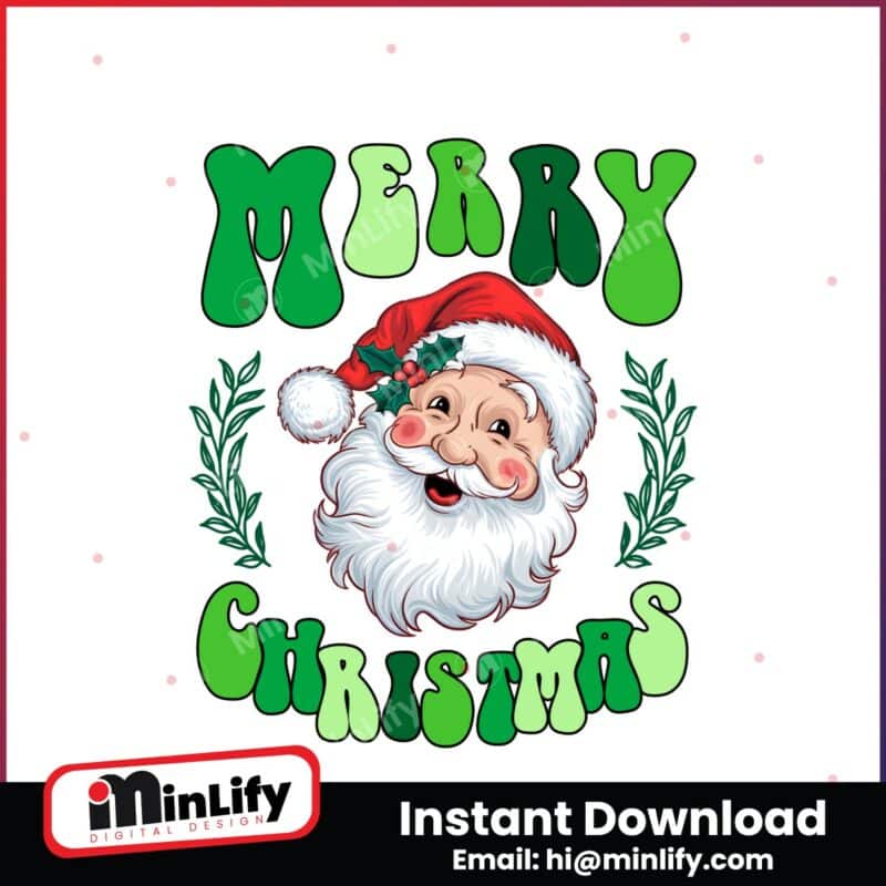 retro-groovy-green-merry-christmas-santa-claus-png