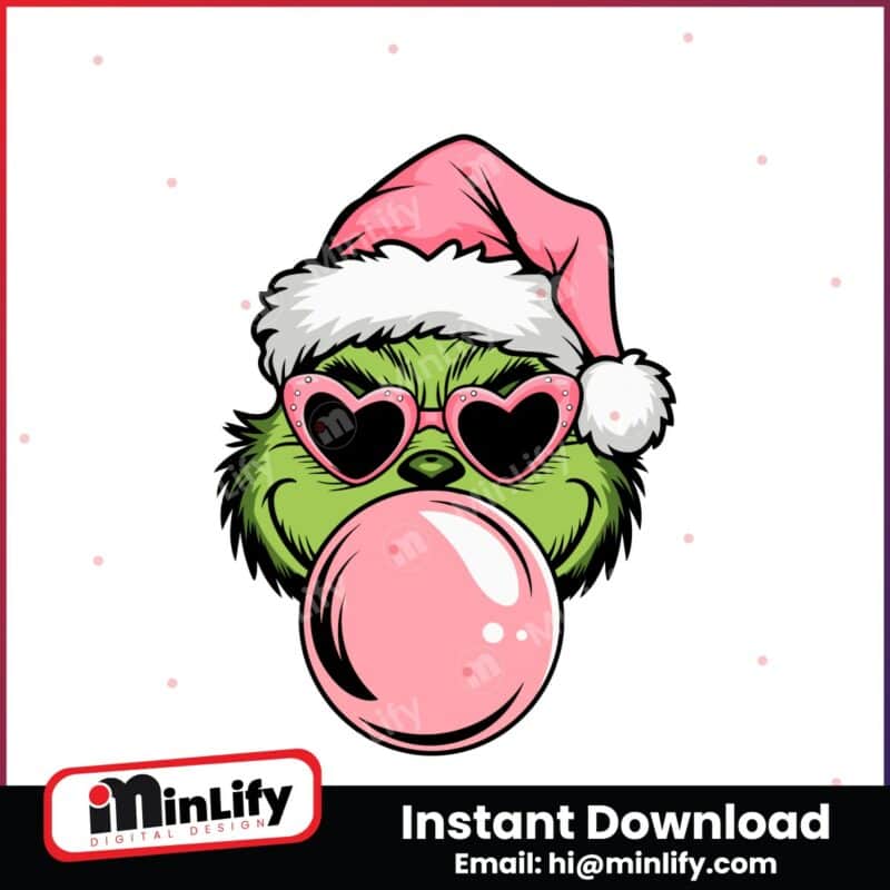 pink-christmas-grinch-blowing-bubble-heart-sunglasses-svg