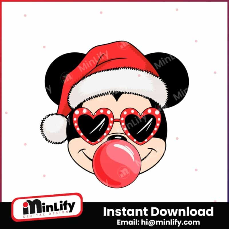 christmas-mickey-mouse-santa-hat-blowing-bubble-svg