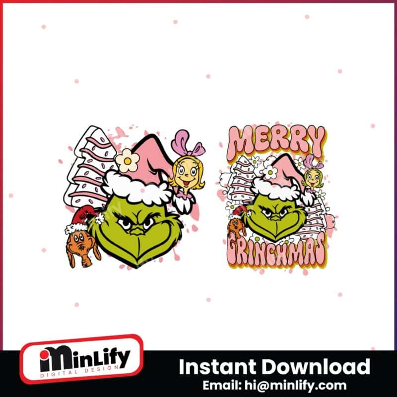 retro-pink-christmas-merry-grinchmas-tree-cake-svg