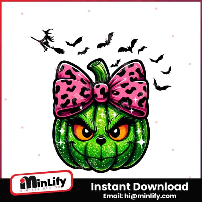 glitter-halloween-pumpkin-grinch-pink-leopard-coquette-png